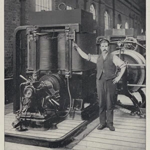 An Edison-Hopkinson Generator in the Power Station (b / w photo)