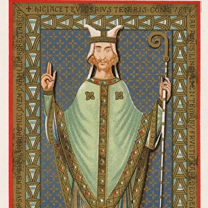 Effigy of Ulger, Bishop of Angers, 1149 (chromolitho)