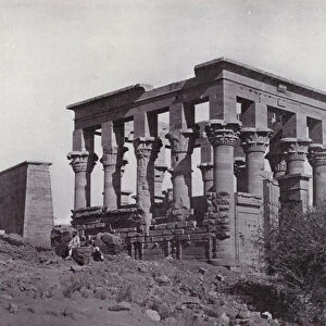 Egypt: The Kiosque at Isis Temple on the Island of Philae (b / w photo)