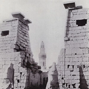 Egypt: Pylon of the Temple of Luxor (b / w photo)