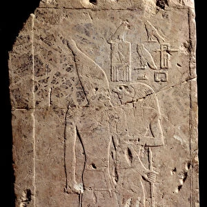 Egyptian antiquite: limestone relief depicting King Qahedjet (Kahedjet