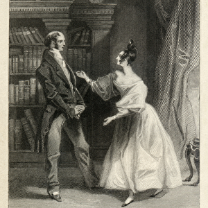 Elizabeth Bennet and Her Father from Pride and Prejudice, 1833 (engraving)