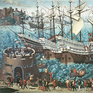 Embarkation of Henry VIII, in 1520, to the Field of the Cloth of Gold (oil on canvas)