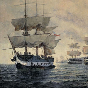 The Embarkation of the Liberating Expedition of Peru on the 20th August 1820, under the Command of Captain General Jose de San Martin (1778-1850) (oil on canvas)