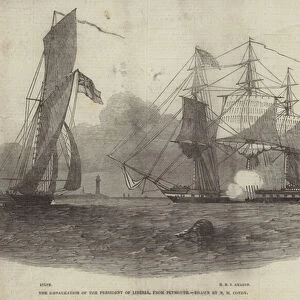 The Embarkation of the President of Liberia, from Plymouth (engraving)