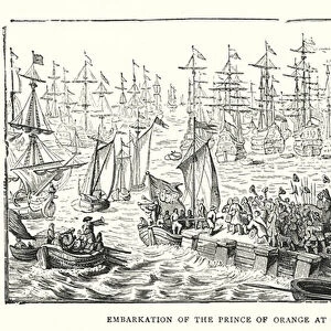 Embarkation of the Prince of Orange at Helvoetsluys (coloured engraving)