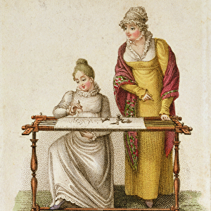 Embroidery, c. 1810-20 (coloured engraving)