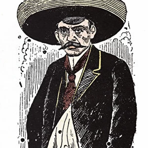 Emiliano Zapata (1880-1919), Mexican revolutionary. Xylography by Jose Guadalupe Posada