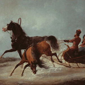 The Empress Elizabeth in a sledge (oil on canvas)