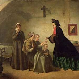 Empress Eugenie (1826-1920) Visiting the Unfortunate, 1864 (oil on canvas)