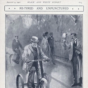 English Conservative politician and Prime Minister Lord Salisbury riding a tricycle (litho)