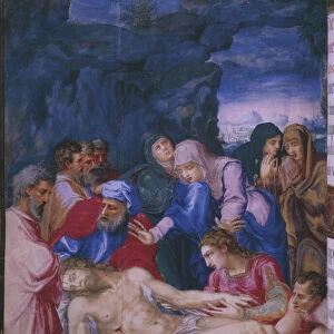 Entombment, from a facsimile of the Breviary of King Philip II of Spain, 1569 (parchment)