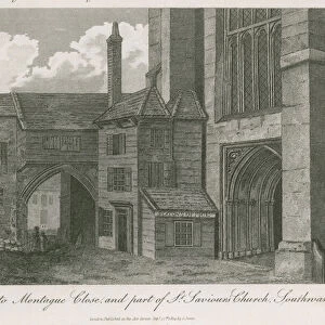 Entrance to Montague Close and part of St Saviours Church, Southwark, Surrey (engraving)