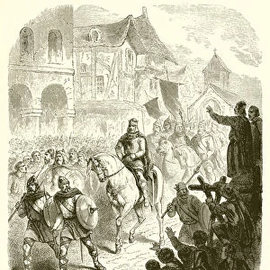 Entry of Charles Martel into Paris, after defeating the Saracens (engraving)