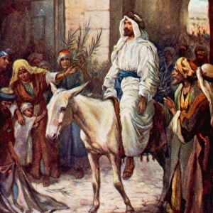 Entry into Jerusalem (colour litho)