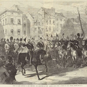 Entry of King Leopold II into Brussels, his Reception at the Laeken Gate (engraving)