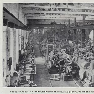 The Erecting Shop of the Heaton Works at Newcastle-on-Tyne, where the Parsons Steam Turbines are built (b / w photo)