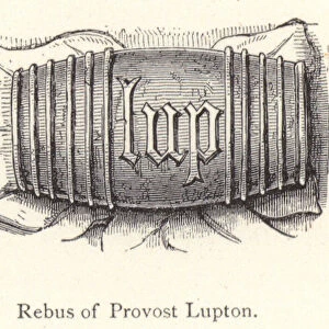 Eton College: Rebus of Provost Lupton (engraving)