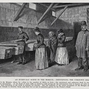 An Every-Day Scene in the Morgue, identifying the Unknown Dead (litho)
