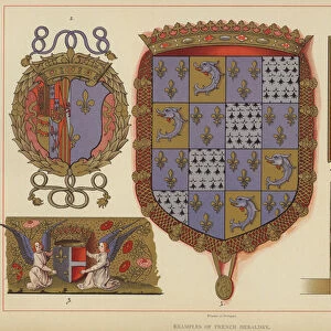 Examples of French Heraldry (colour litho)