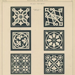 Examples of inlaid pavement from the Baptistery and the Church of San Miniato al Monte, Florence, and the Cathedral of Lucca, Italy (litho)