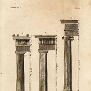 Examples of the proportions of Doric columns, Greek architecture