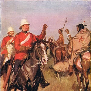 An Exchange of Salutations on the Prairie, illustration from The Romance of Canada (colour litho)