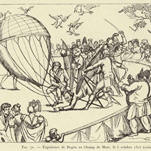 Experience de Degen au Champ de Mars, le 5 octobre 1815 (caricature) (engraving)