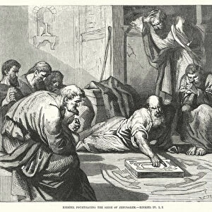 Ezekiel pourtraying the Siege of Jerusalem, Ezekiel IV, 1, 2 (engraving)