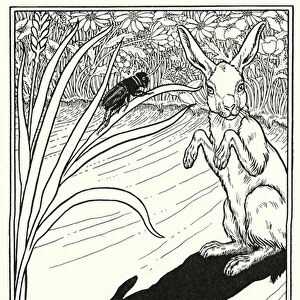 Fables of La Fontaine: The ears of the hare (litho)