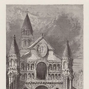 Facade of the Church of Notre-Dame-la-Grande, Poitiers, France (engraving)