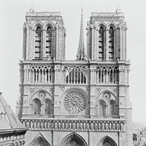 Facade of Notre-Dame de Paris, 1851-70 (b/w photo)