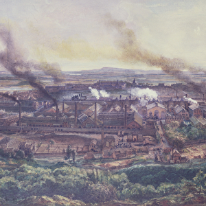 Factories at Le Creusot in 1848, 1855 (oil on paper) (detail, see 164036)