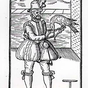 A Falconer with his Goshawk, illustration from The Book of Falconry (woodcut)