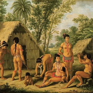 A family of Charaibes in the Island of St. Vincent (oil on canvas)