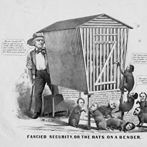 Fancied security, or, The rats on a bender, published by Currier & Ives, New York, c. 1856