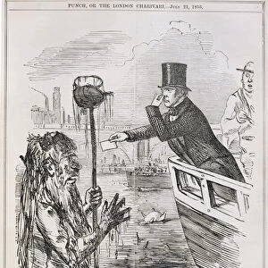 Faraday Giving his Card to Father Thames, from Punch, 21 July 1855 (engraving)