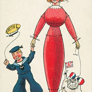 Fashions for women in wartime: the torpedo and mine costume (chromolitho)