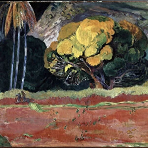 Fatata Te Moua (Au pied de la montagne ou A la grande Montagne). Peinture de Paul Gauguin (1848-1903), 1892. Huile sur toile. Postimpressionnisme Dim : 68x92cm. Musee de l Ermitage, Saint Petersbourg (Saint-Petersbourg)