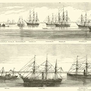 Federal fleet at Hampton Roads, December 1864 (engraving)