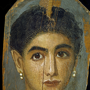 Female mummy portrait, from Thebes, 2nd century (encaustic wax and paint on lime wood)