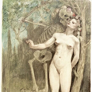 Female nude with Death as a skeleton, 1897 (etching)