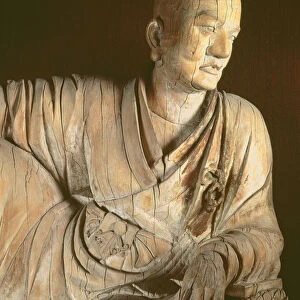 Figure of a lohan, Yuan dynasty (1260-1368) (wood)