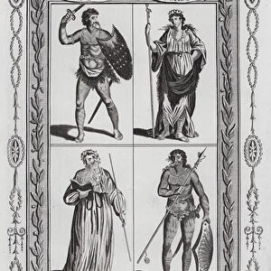 Figures from the history of ancient Britain (engraving)