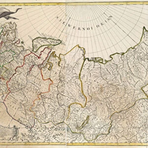 First General Map of the Russian Empire - Anonymous master - 1745 - Copper engraving, watercolour - Academy of Sciences, Saint Petersburg