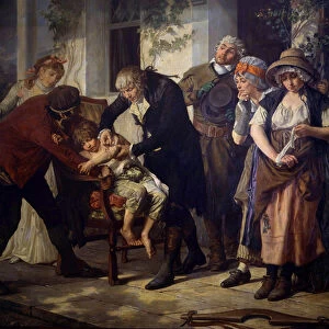 The first vaccination of Edward Jenner (1749-1823), British doctor who discovered