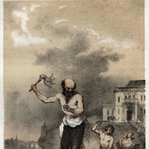 The flagellants of Coimbre: the Jesuites of Coimbra in Portugal make penance for their sin in public by flogging around 1560. Engraving from 1845 in "