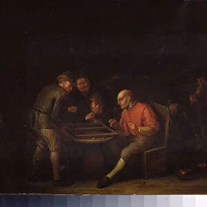 Flamands jouant aux des. (Flemings Playing Dice). Peinture de Adriaen Jansz van Ostade (1610-1685). Ecole hollandaise. Huile sur toile. Musee du palais Gatchina, Saint Petersbourg