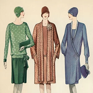 Three Flappers Modelling French Designer Outfits, 1928 (screen print)