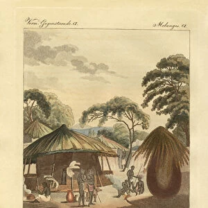 The flat of the Bechuans (coloured engraving)